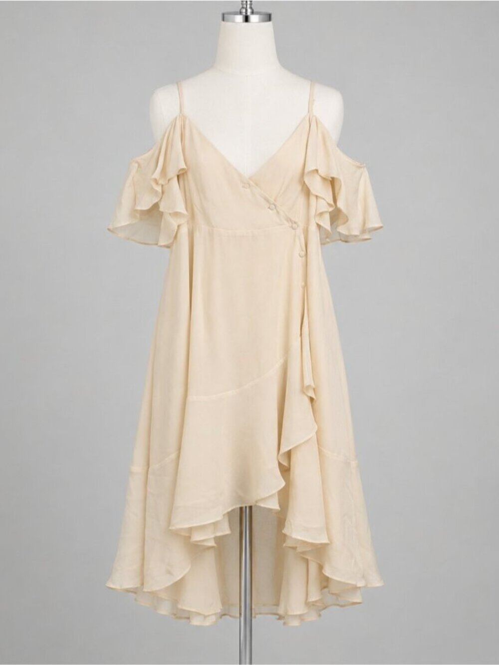 Fame & Partners Cold Shoulder Ruffle Dress